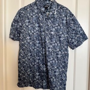 Men's Express Blue Floral Short Sleeve Button Up